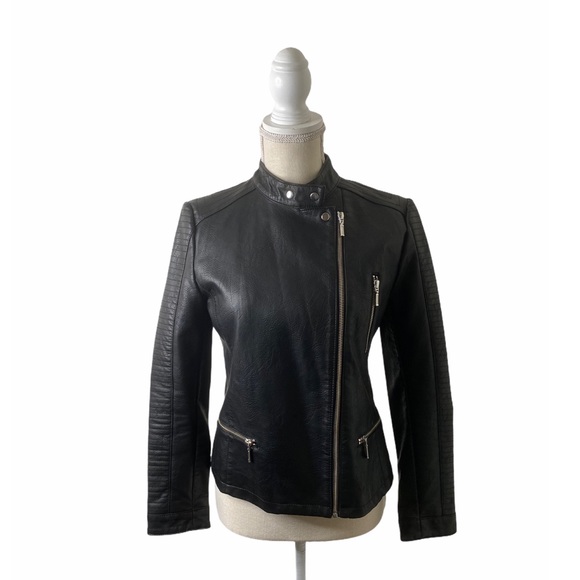 Halogen Quilted Faux Leather Moto Jacket - Picture 4 of 7